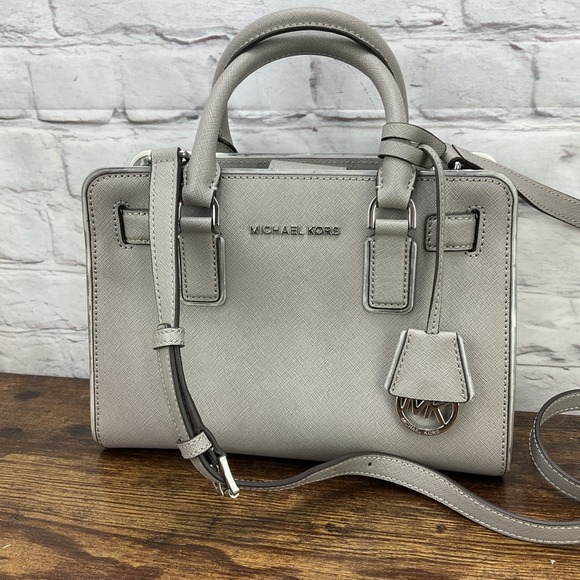 Michael Kors Dillon Satchel Tote Crossbody Bag Saffiano Leather Gray - Picture 1 of 11